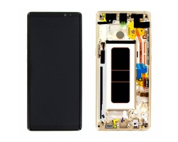 Előlap Samsung Galaxy Note 8 (SM-N950F) keret + LCD kijelző (érintőkijelző) GH97-21066D arany (bontott szép)